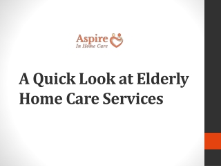 A Quick Look at Elderly Home Care Services