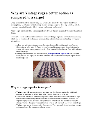 Why are Vintage rugs a better option as compared to a carpet