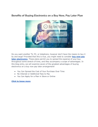 Benefits of Buying Electronics on a Buy Now, Pay Later Plan