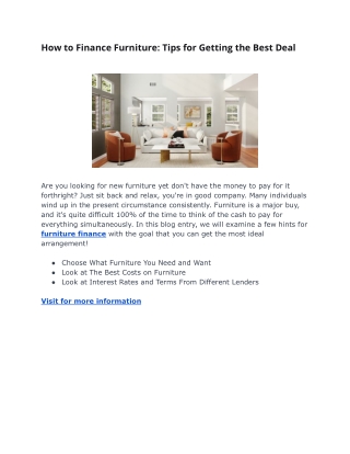 How to Finance Furniture: Tips for Getting the Best Deal