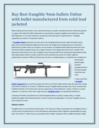 Buy Best frangible 9mm bullets Online with bullet manufactured from solid lead j