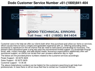Dodo Forgot Password  61-(1800)841-404