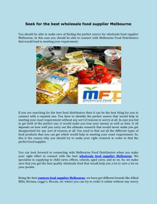 Seek for the best wholesale food supplier Melbourne