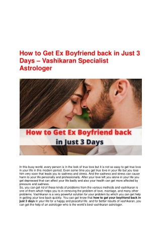 How to Get Ex Girlfriend back With Easy Steps - Vashikaran Specialist Astrologer (2)