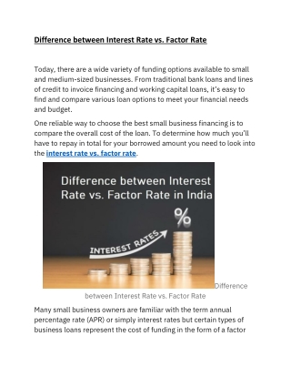 Difference between Interest Rate vs. Factor Rate