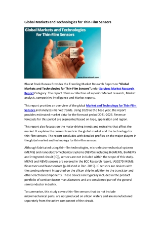 Global Markets and Technologies for Thin-Film Sensors