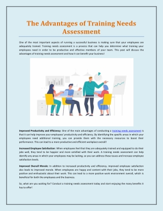 The Advantages of Training Needs Assessment