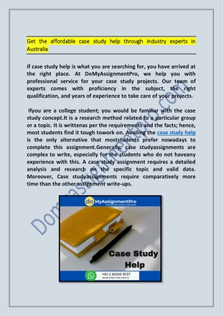 Hire a professional case study help from the academic experts in Australia