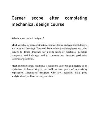 Career scope after completing mechanical design course