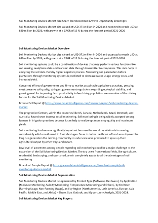 Soil Monitoring Devices Market Size Growth Challenges