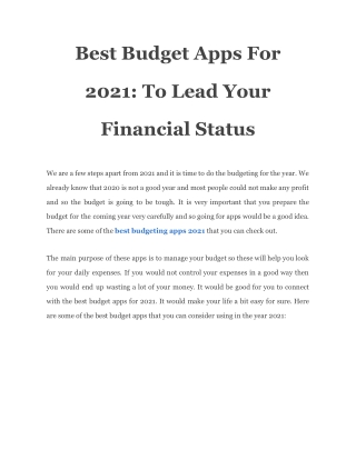 Best Budget Apps For 2021_ To Lead Your Financial Status