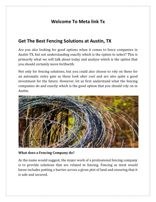 Get The Best Fencing Solutions at Austin, TX
