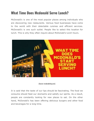 What Time Does Mcdonald Serve Lunch?