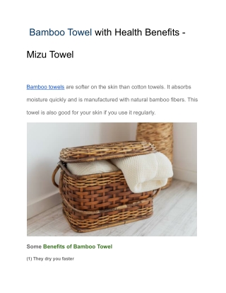 Bamboo Towel with Health Benefits