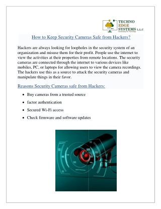 Tips to keep the Security Cameras safe from Hackers