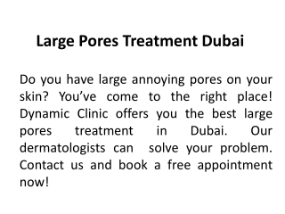 Large Pores Treatment Dubai