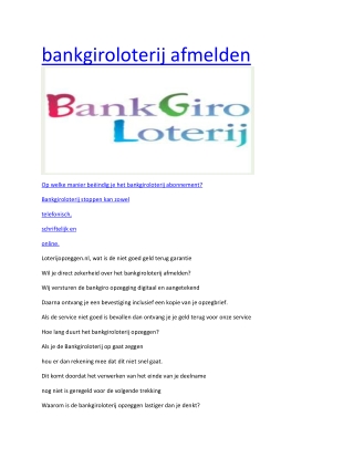 bankgiroloterij afmelden