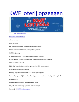 KWF loterij opzeggen