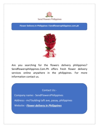 Flower Delivery in Philippines I Sendflowersphilippines.com.ph