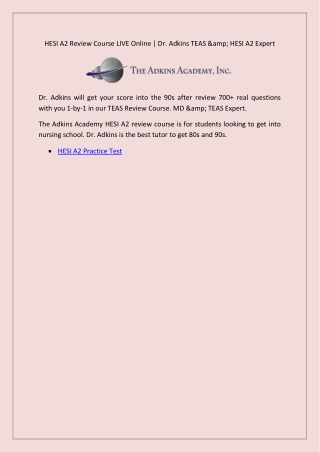 HESI A2 Practice Test