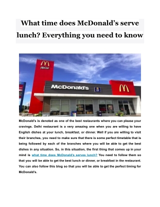 What time does McDonald’s serve lunch? Everything you need to know