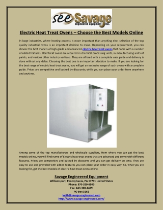 Electric Heat Treat Ovens – Choose the Best Models Online