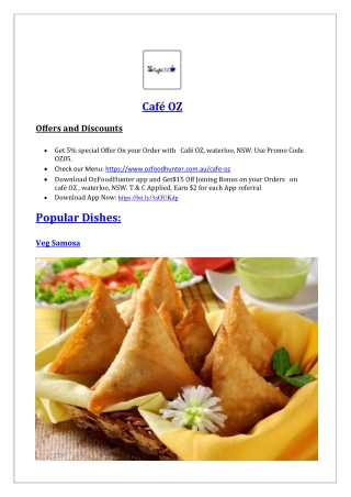 10% Off - Cafe OZ Restaurant Waterloo Menu Sydney, NSW