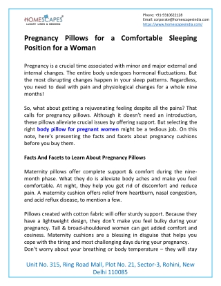 Pregnancy Pillows for a Comfortable Sleeping Position for a Woman