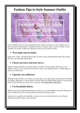 Fashion Tips to Style Summer Outfits