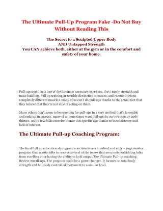 The Ultimate Pull-Up Program Fake -Do Not Buy Without Reading This