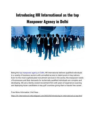 Introducing HR International As The Top Manpower Agency In Delhi