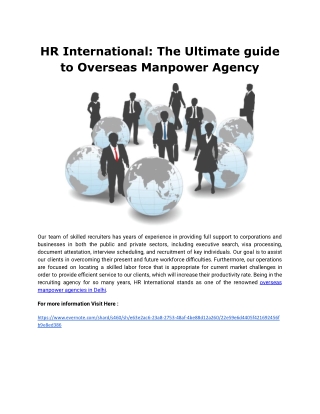 HR International: The Ultimate guide to Overseas Manpower Agency