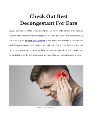 Check Out Best Decongestant For Ears