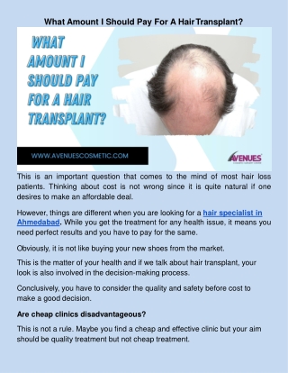 What Amount I Should Pay For A Hair Transplant?