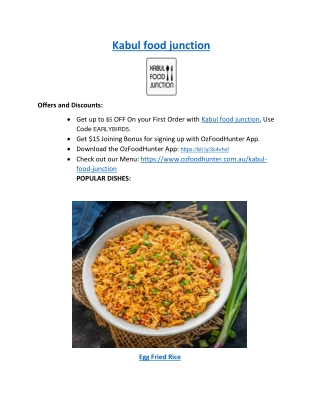 Kabul food junction Restaurant Sunshine | 5% off OzFoodHunter