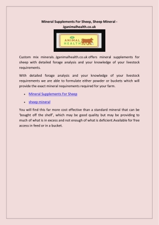 mineral supplements for sheep