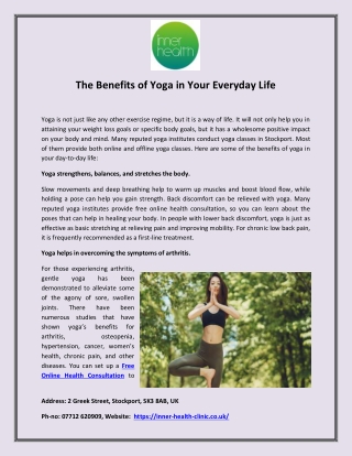 The Benefits of Yoga in Your Everyday Life