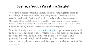 Buying a Youth Wrestling Singlet