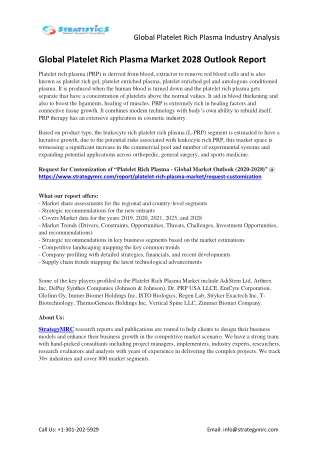 Global Platelet Rich Plasma Industry Forecasts Report Analysis