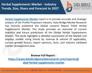 Comprehensive Report on Herbal Supplements Market 2020 | Size, Growth, Demand,