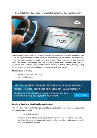 How Do Salesforce Sales Cloud Features Help Organizations Empower their Sales
