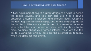 How To Buy Black & Gold Rugs Online