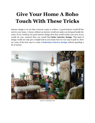 Give Your Home A Boho Touch With These Tricks