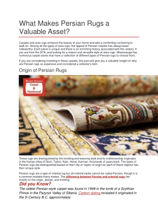 What Makes Persian Rugs a  Valuable Asset?