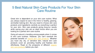 5 Best Natural Skin Care Products For Your Skin Care Routine