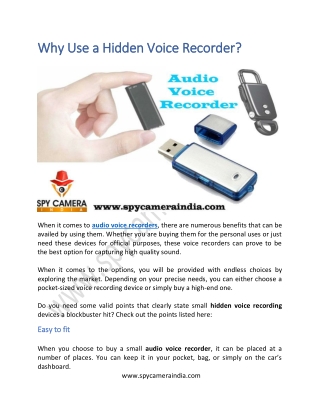 Why Use a Hidden Voice Recorder
