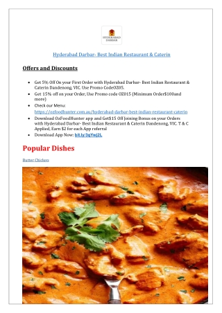 $5 off-  Hyderabad Darbar Indian restaurant Dandenong,VIC