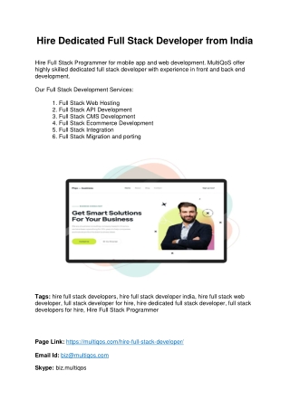 Hire Top Dedicated Full Stack Developer From Leading Mobile and Web Development