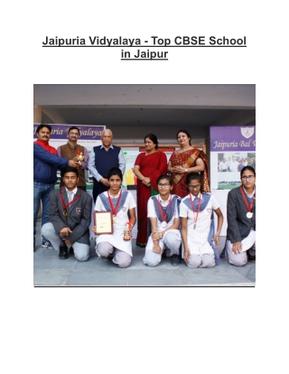 Jaipuria Vidyalaya - Top CBSE school in Jaipur