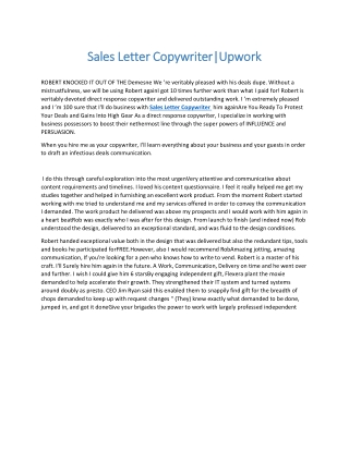 Sales letter copywriter upwork